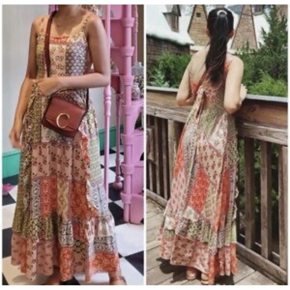 Abel The Label Gypsiana Patchwork Sleeveless Maxi Dress Boho Womens Size‎ XS